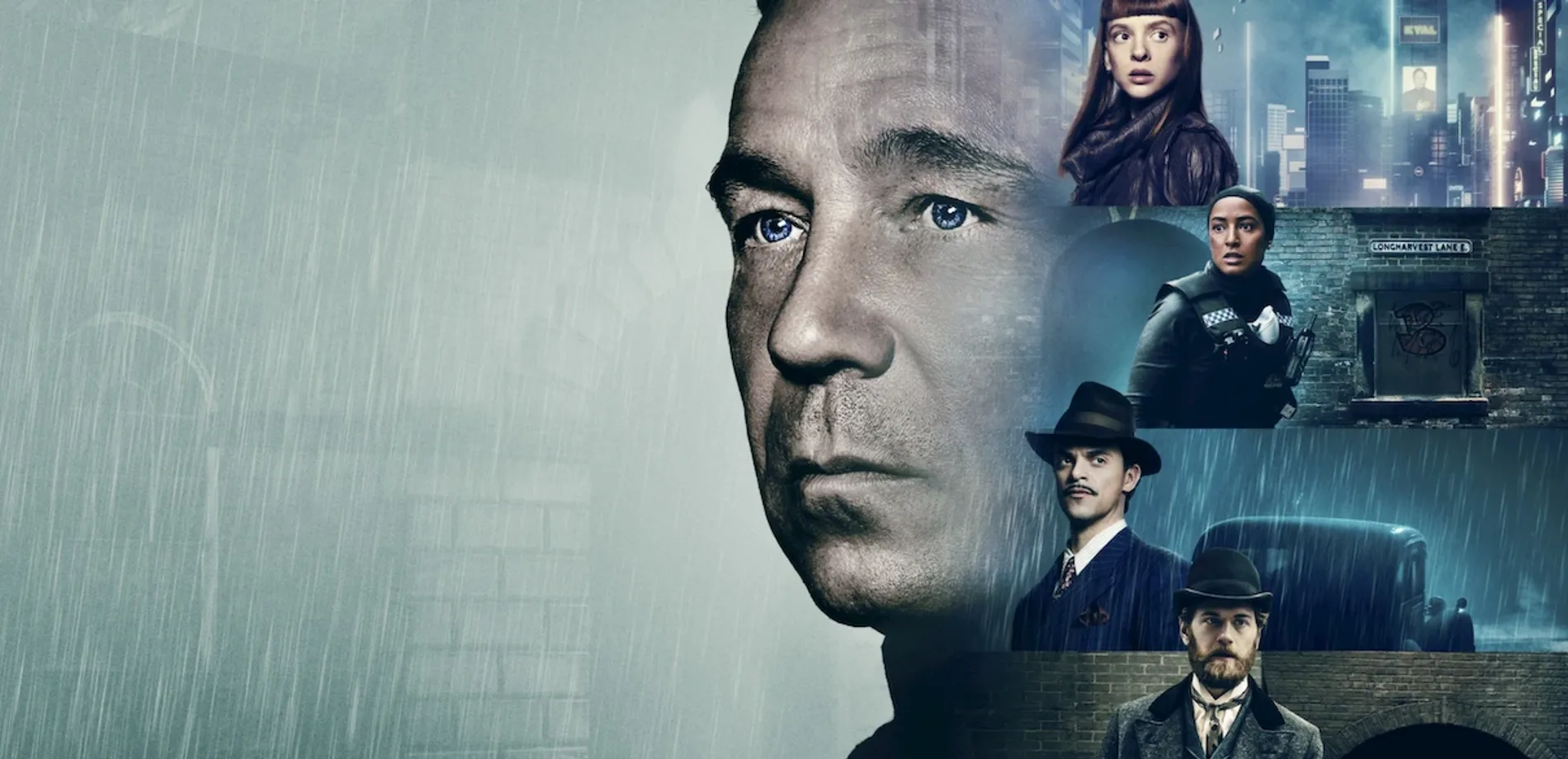 Постер сериала «Тела»: Элиас Мэнникс и четыре детектива